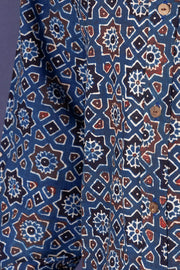 Blue Full Sleeve Ajrakh Printed Cotton Mens Shirt 10071157