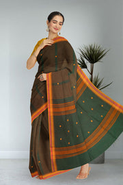 Green Handloom Chettinad Cotton Saree 10075866