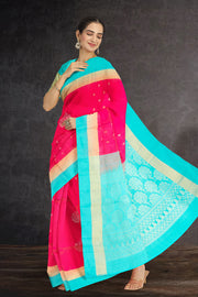 Magenta Handloom Kanjivaram Soft Silk Saree 10075682