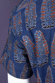 Blue Half Sleeve Ajrakh Printed Cotton Mens Shirt 10071096