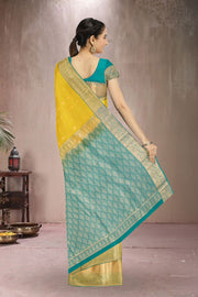 Yellow Pure Silk Kanjivaram Saree 10071880