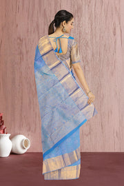 Steel Blue Bridal Kanjivaram Silk Saree 10064982