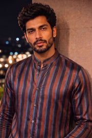 Black Full Sleeve Jahota Print Modal Silk Mens Shirt 10074385