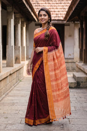 Maroon Kanchi Silk Cotton Saree 10077973
