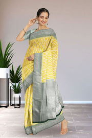 Chinese Green Kanjivaram Tissue Vegan Silk Saree 10075571