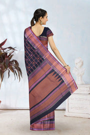 Navy Blue Threadwork Handloom Kanjivaram Silk Saree 10067869