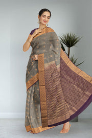 Grey Kanjivaram Pure Silk Saree 10076079