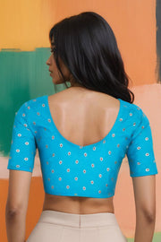 Blue Banarasi Chiniya Silk Blouse 10075006