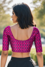 Purple Pochampally Ikat Silk Cotton Blouse 10074518