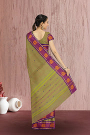 Green Handloom Chettinad Cotton Saree Without Blouse 10075186