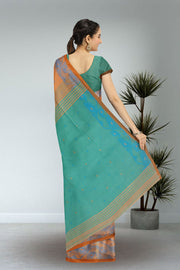 Orange Bengal Handwoven Jamdani Style Cotton Saree 10075331