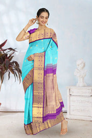 Blue Diamond Korvai Kanjivaram Silk Saree 10075662