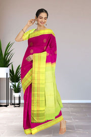 Mexican Pink Korvai Kanjivaram Silk Saree 10075668