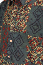 Green Full Sleeve Ajrakh Printed Cotton Mens Shirt 10073165