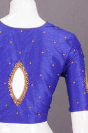Blue Aari Embroidered Chanderi Silk Cotton Blouse 10077773