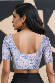 Blue Handblock Printed Cotton Blouse 10075222