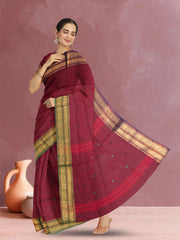 Maroon Handloom Kanchi Cotton Saree 10071815