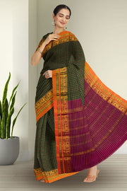 Green Thousand Buttas Chettinad Cotton Saree 10075967