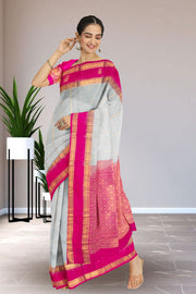Grey Handloom Kanjivaram Soft Silk Saree 10075689