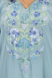 Blue Sozni Embroidered Crepe Silk Kaftan 10064727