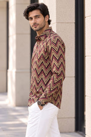 Green Full Sleeve Jahota Printed Cotton Mens Shirt 10072998