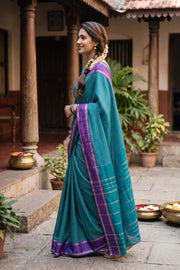 Blue Vegan Silk Kanjivaram Saree With Checks Design 10077935