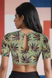 Green Hand Block Jahota Printed Cotton Blouse 10075001