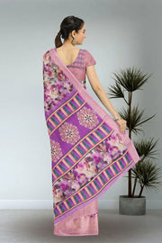 Purple Fancy Printed Linen Saree 10070277