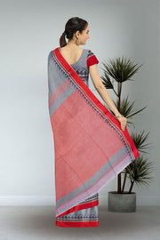 Grey Shantipur Tant Bengal Cotton Saree 10074964
