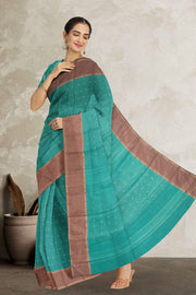 Strong Cyan Kanjivaram Vegan Silk Saree 10075562