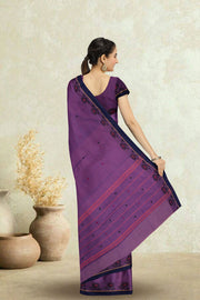 Violet Handloom Chettinad Cotton Saree Without Blouse 10075162