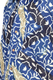 Blue Full Sleeve Ajrakh Printed Cotton Mens Shirt 10073001