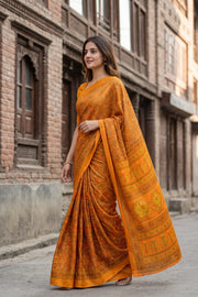 Yellow Kani Printed Silk Saree 10077866
