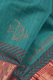 Maroon Hand Block Printed Chanderi Saree 10030028