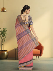 Red Hand Block Print Kota Cotton Saree 10074168