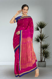 Magenta Handloom Kanjivaram Soft Silk Saree 10075691
