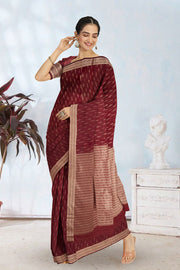 Blood Red Kanjivaram Vegan Silk Saree 10075587