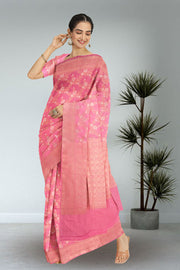 Pink Handloom Banarasi Katan Silk Saree 10074266