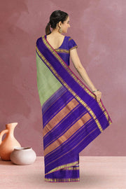 Elaichi Green Handloom Korvai Kanjivaram Silk Saree 10065051