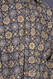 Black Full Sleeve Ajrakh Printed Cotton Mens Shirt 10071169