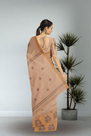 Beige Handloom Chettinad Cotton Saree Without Blouse 10075181