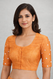 Orange Aari Embroidered Silk Blouse 10069590