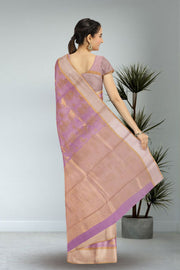 Lavender Chanderi Jaal Design Silk Saree 10075387