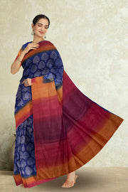 Blue Printed Tussar Silk Saree 10076293