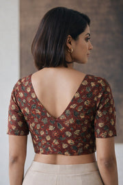 Maroon Hand Block Jahota Printed Cotton Blouse 10074995