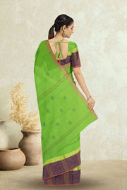 Green Handloom Chettinad Cotton Saree Without Blouse 10075166