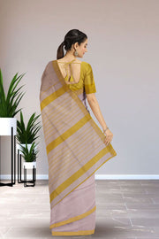 Silver Maheshwari Silk Cotton Saree 10075235