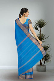 Blue Handloom Chettinad Cotton Saree 10075095
