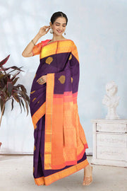 English Violet Korvai Kanjivaram Silk Saree 10075658