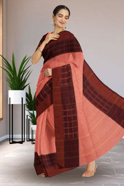 Pink Art Silk Kanjivaram Saree With Stripes Design 10076346